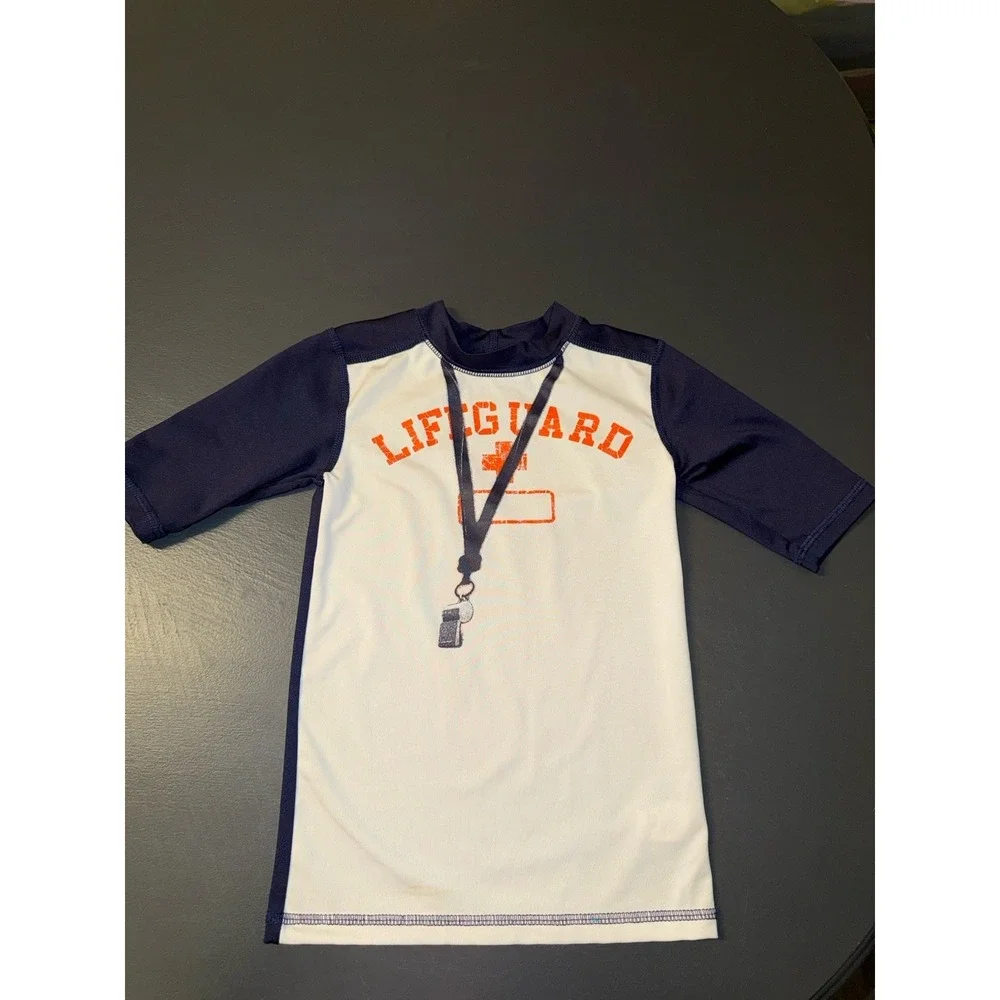 Kids Rashguard Swim Shirt Size‎ 5T Cute Lifeguard Whistle Beach Pool Summer